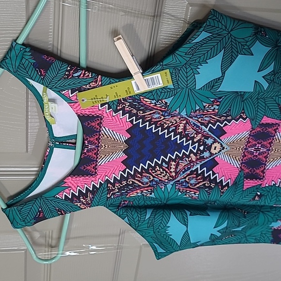 NWT Gianni Bini floral globe trotter boho bodycon midi halter dress size medium - Picture 2 of 9